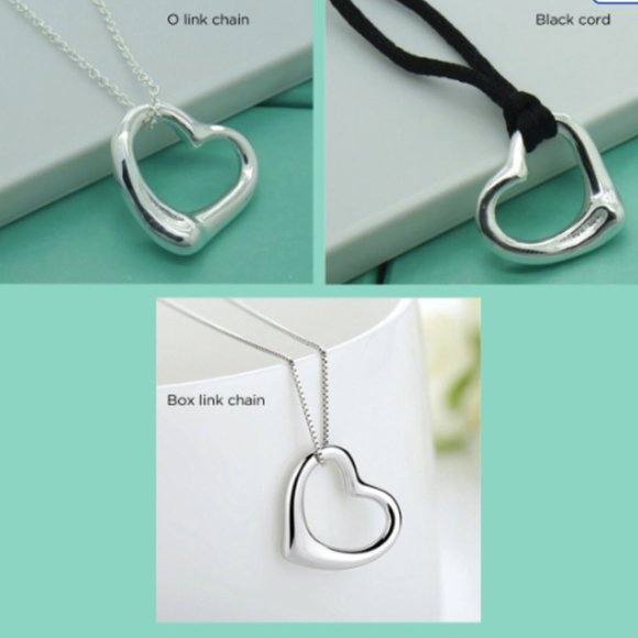 3 Styles Open Heart Silver Pendant | Modern Heart Necklace Design | Choker Chain - Picture 4 of 4